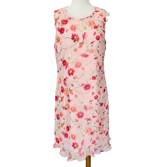 Karl Lagerfeld Dress Womens 6 Pink Floral Flowy Wedding Vacation Romantic Lined - Picture 1 of 10